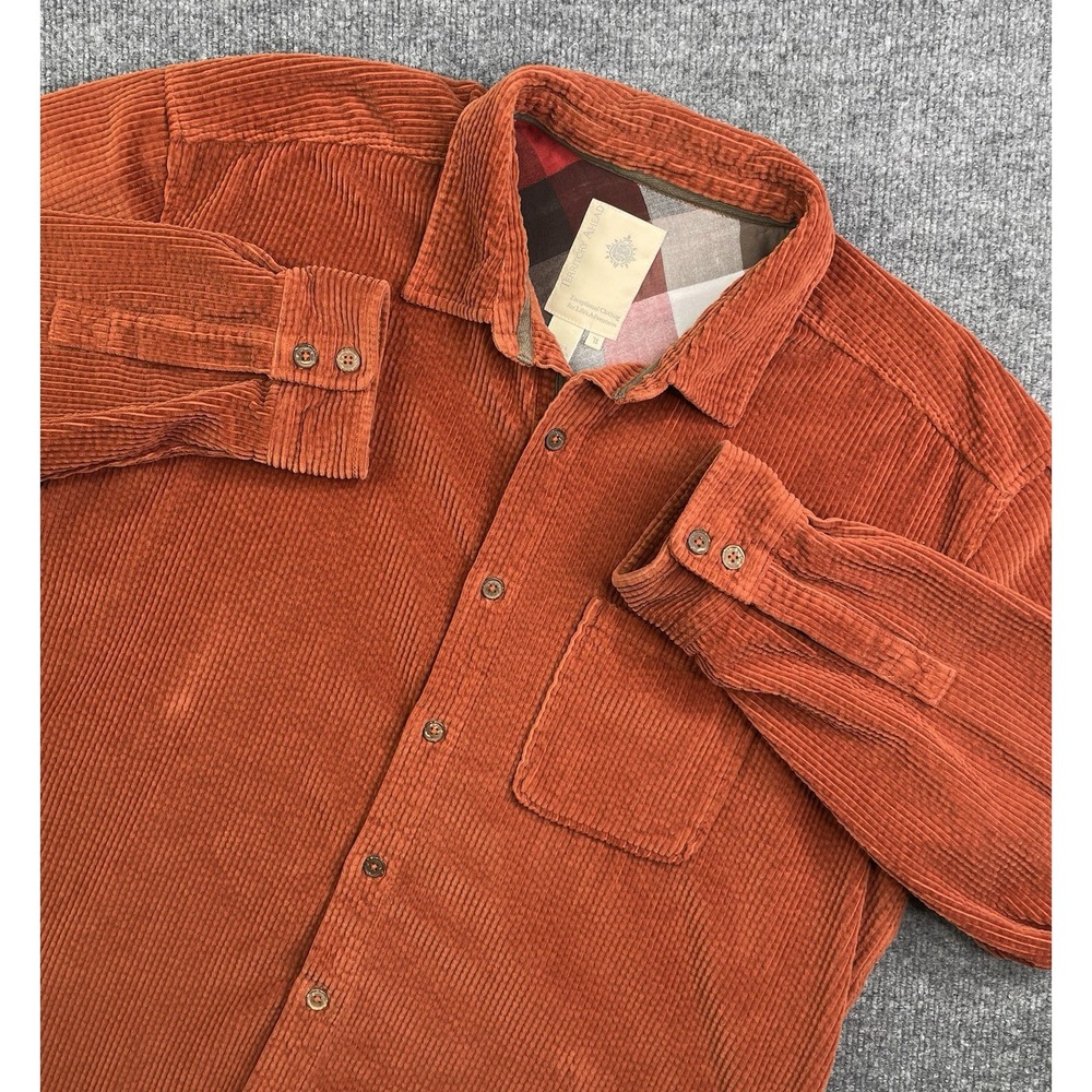 The Territory Ahead Shirt Mens XL Orange Corduroy Thick Long Sleeve